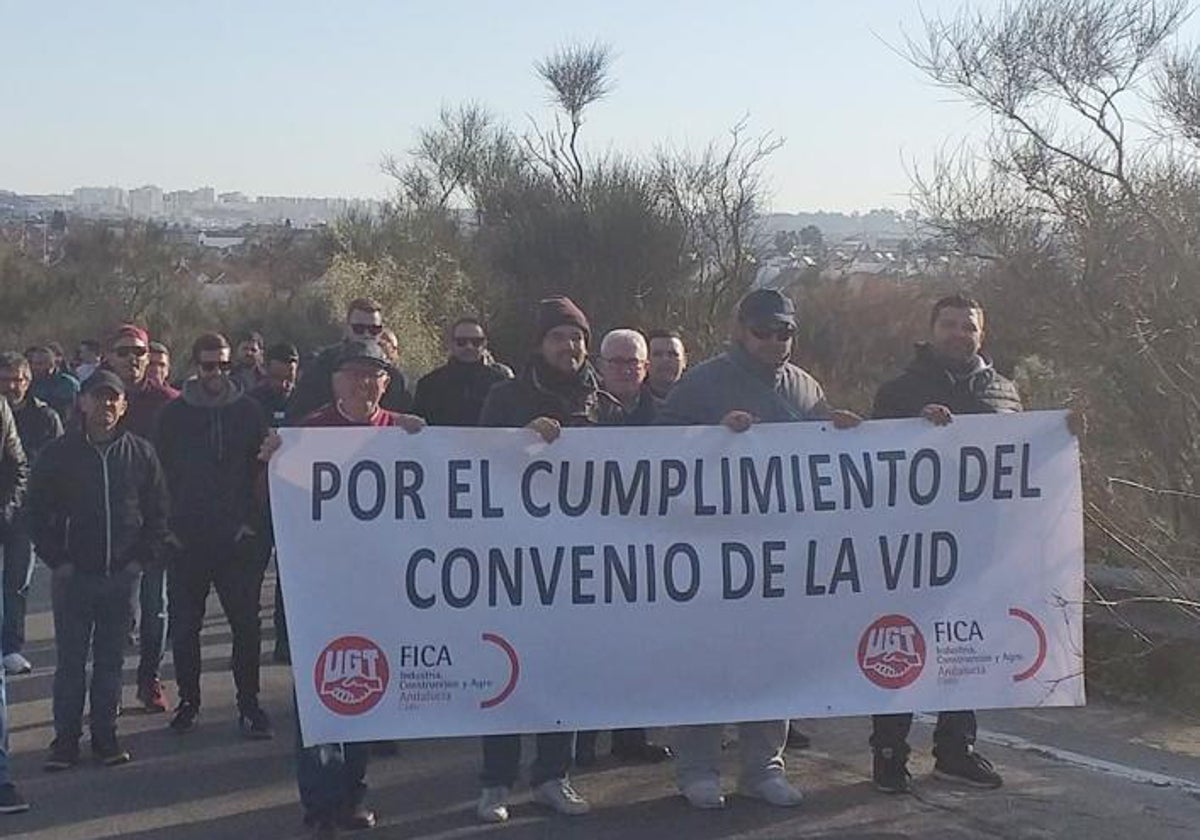 Una de las últimas protestas de los trabajadores de las bodegas de Jerez