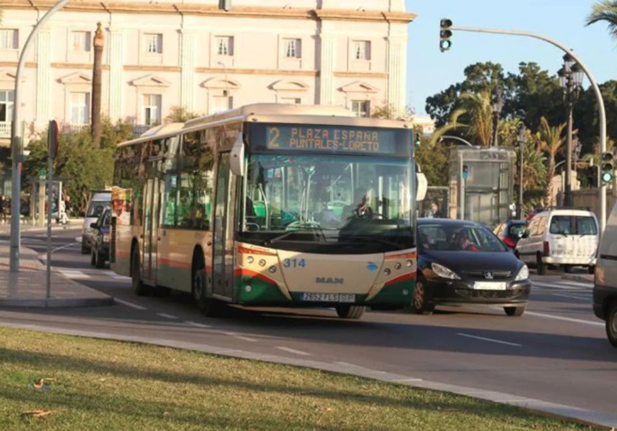 Autobuses urbanos en Cádiz.