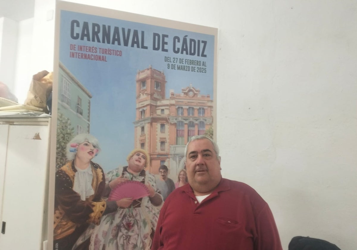 Rufo posa con el cartel del Carnaval 2025 del que es protagonista junto a Fátima.