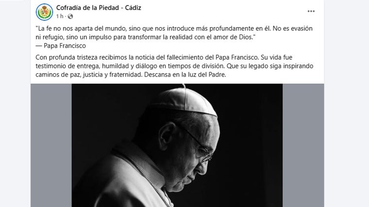 Cádiz, unida en el dolor por la muerte del Papa Francisco