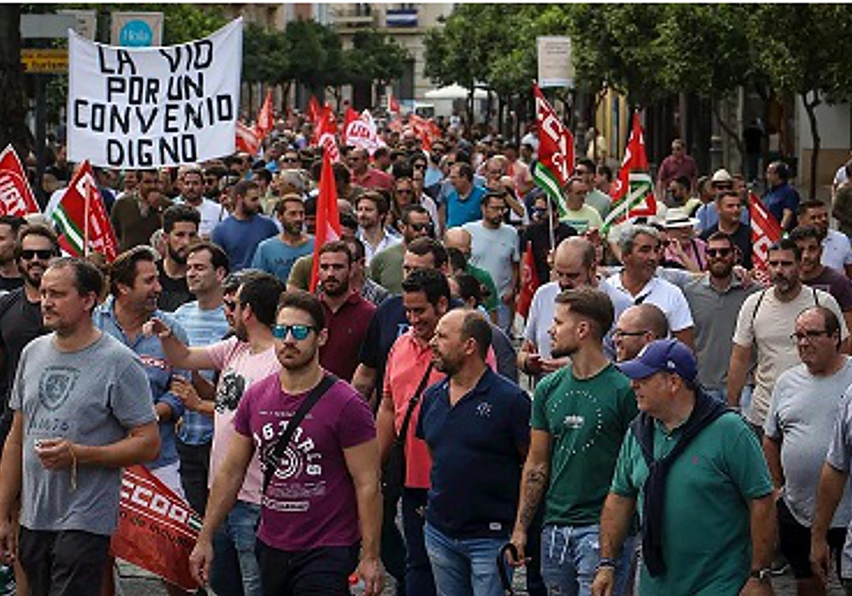 Imagen de una de las manifestaciones en favor de la mejora del convenio de la Vid
