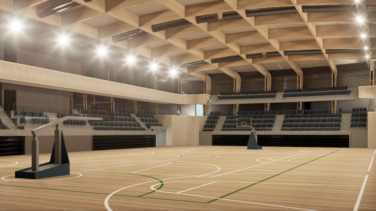 El interior del pabellón.