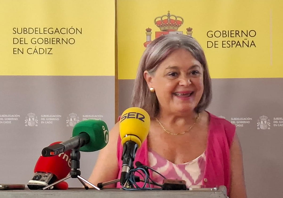 La subdelegada del Gobierno en Cádiz, Blanca Flores, durante al rueda de prensa sobre el balance.