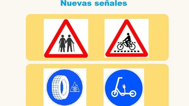 Algunas de la nuevas señales de tráfico de la DGT