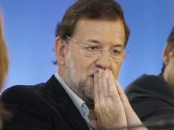 El presidente del PP, Mariano Rajoy , durante el acto de clausura en, A Coruña, de la XIII Unión Interparlamentaria Popular. /EFE