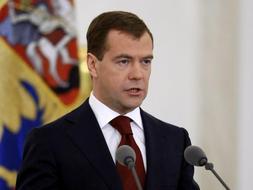 El presidente ruso, Dimitri Medvédev, durante su primer mensaje anual sobre el estado de la nación ante el Parlamento. /Efe