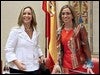 Las ministras de Defensa, Carme Chacón durante su intervención en la sesión de control al Gobierno que se celebra en el Congreso. / Efe