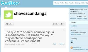 Chávez ya tiene cuenta en Twitter
