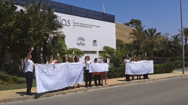 Trabajadores de CIO Mijas durante una de las protestas