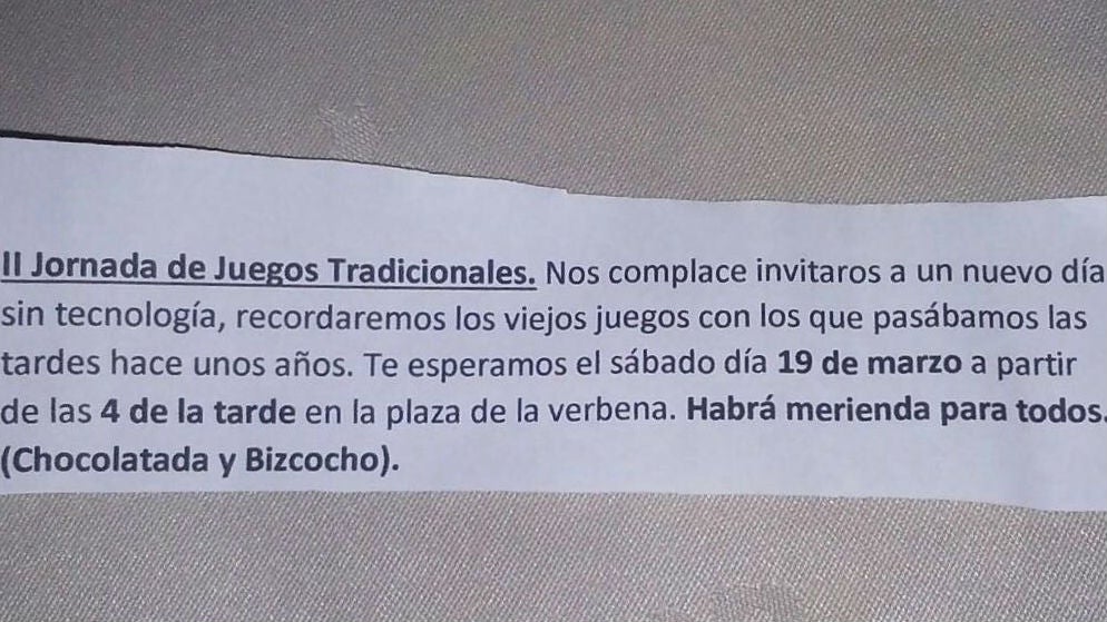 Recorte del acto propagandístico repartido a los alumnos.