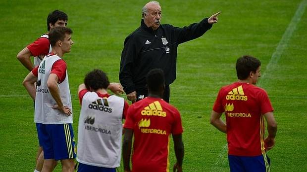 Del Bosque, en un entrenamiento de la selección española.