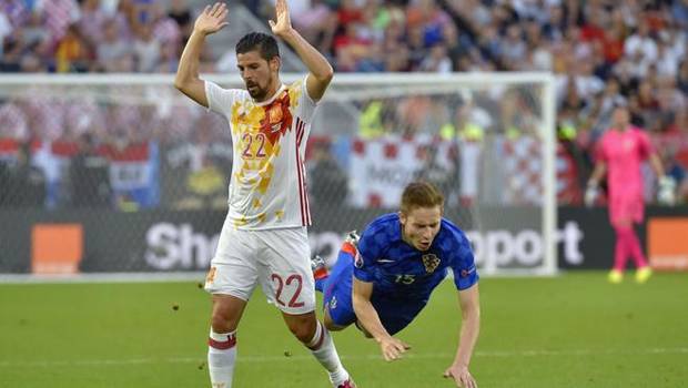 Nolito, durante un partido con la selección española.