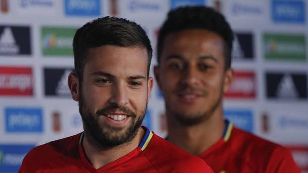 Jordi Alba, durante una rueda de prensa.