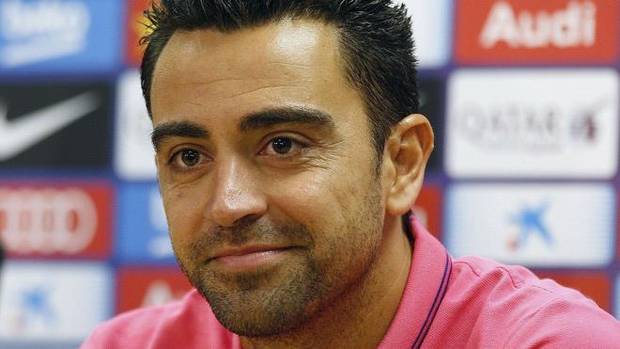 Xavi Hernández, durante una rueda de prensa con el FC Barcelona.