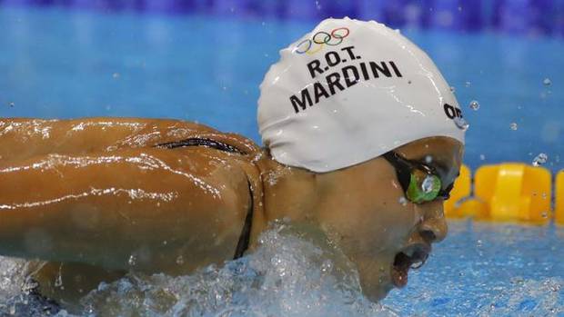 Yusra Mardini, en plena prueba.