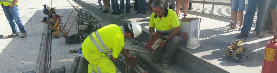 Obras en el último tramo terminado del metro de Granada