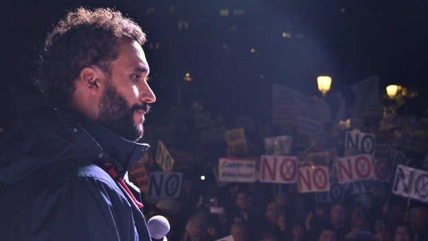 Spiriman, en la manifestación de Jaén que coincidió con un mitin de Susana Díaz. / L.R.