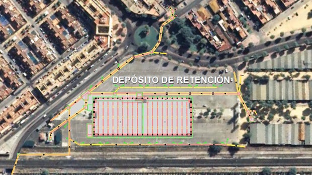 Plano del depósito de retención de aguas pluviales