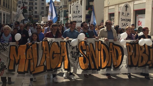 Cabecera de la protesta sanitaria en Málaga