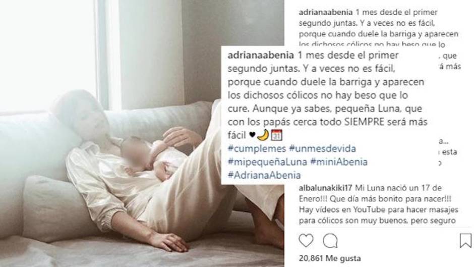 Adriana Abenia celebra el primer mes de su hija Luna