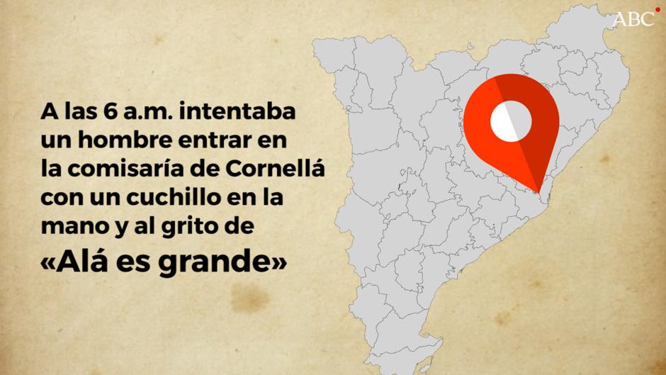 Abatido un argelino que intentaba entrar en una comisaría de Cornellá con un cuchillo en la mano