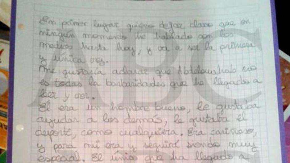 La carta de la exmujer del atacante de Cornellá