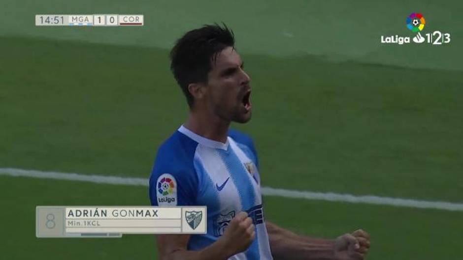 Gol de Adrián (1-0) en el Málaga 3-0 Córdoba