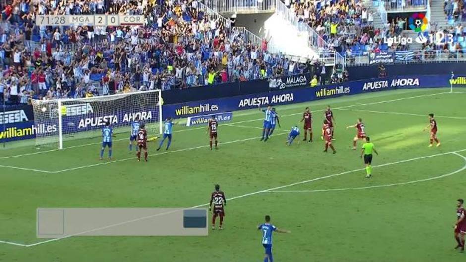 Gol de Ricca (3-0) en el Málaga 3-0 Córdoba