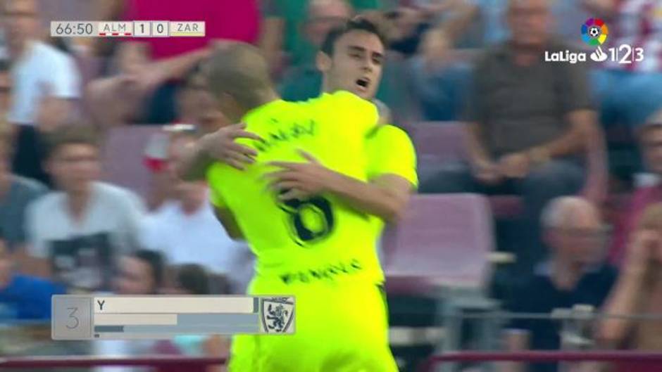 Gol de Daniel Lasure (1-1) en el UD Almería 2-1 Zaragoza