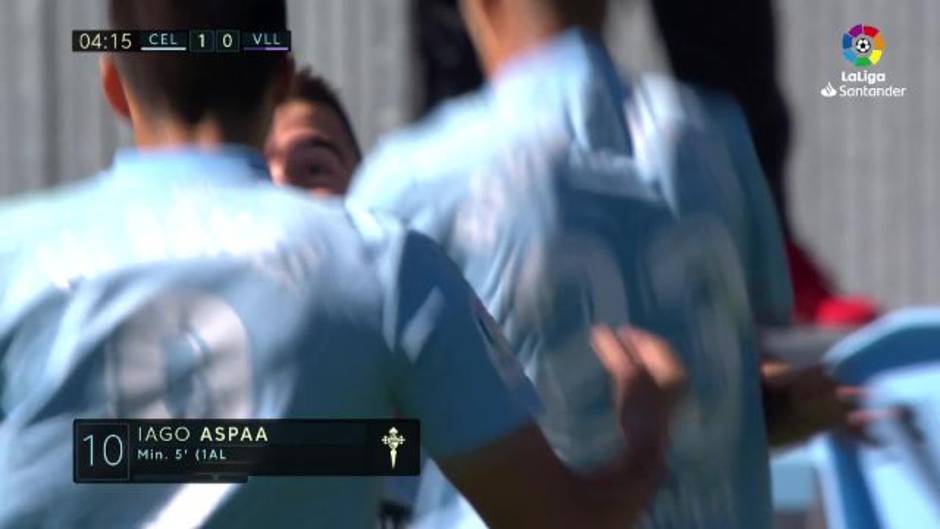 Gol de Aspas (1-0) en el Celta de Vigo 3-3 Real Valladolid