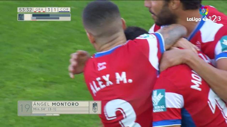 Gol de Ángel Montoro (3-1) en el Granada 4-2 Córdoba