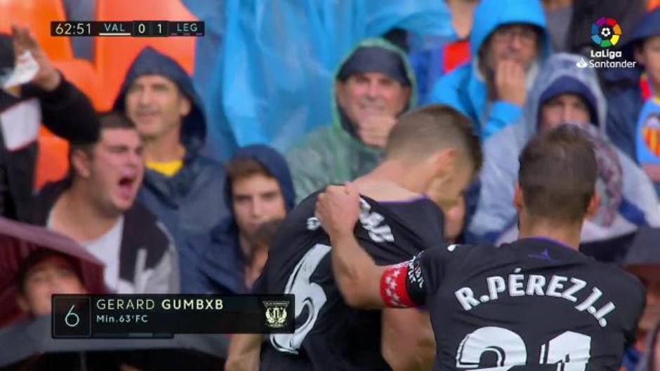 Gol de Gumbau (0-1) en el Valencia 1-1 Leganés