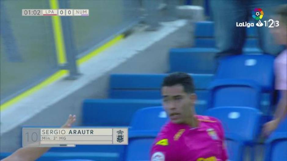 Gol de Sergio Araujo (1-0) en el Las Palmas 3-0 Numancia