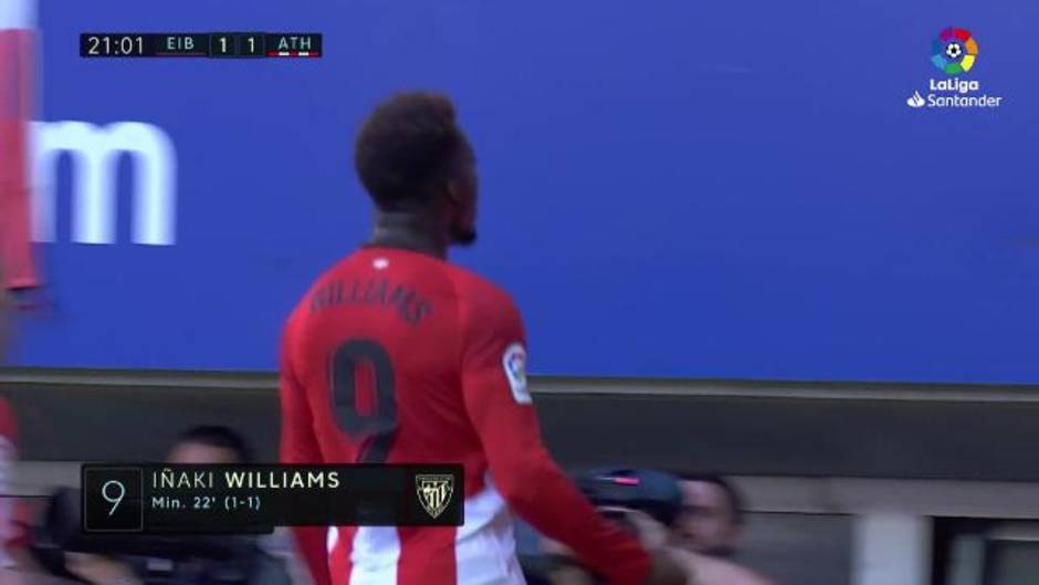 LaLiga Santander (J09): Gol de Williams (1-1) en el Eibar 1-1 Athletic