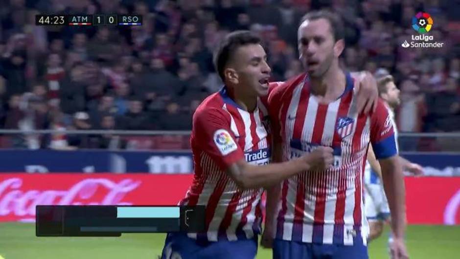 Gol de Godín (1-0) en el Atlético de Madrid 2-0 Real Sociedad