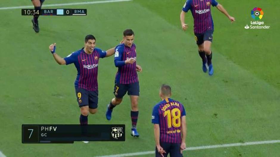 Gol de Coutinho (1-0) en el Barcelona 5-1 Real Madrid