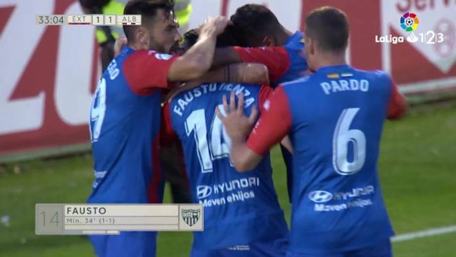 Gol de Fausto Tienza (1-1) en el Extremadura 1-2 Albacete