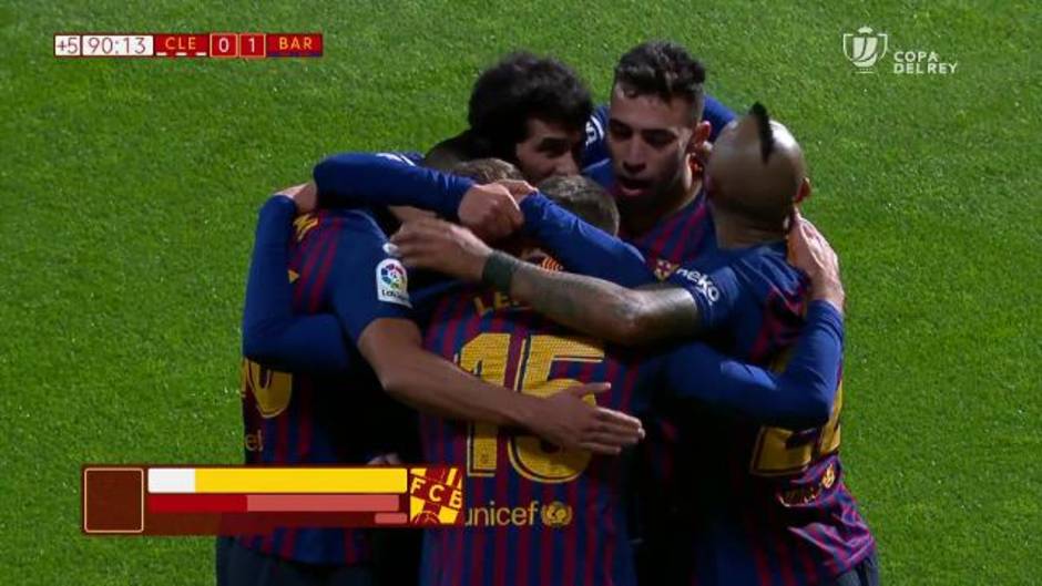 Gol de Lenglet (0-1) en el Cultural 1-1 Barcelona