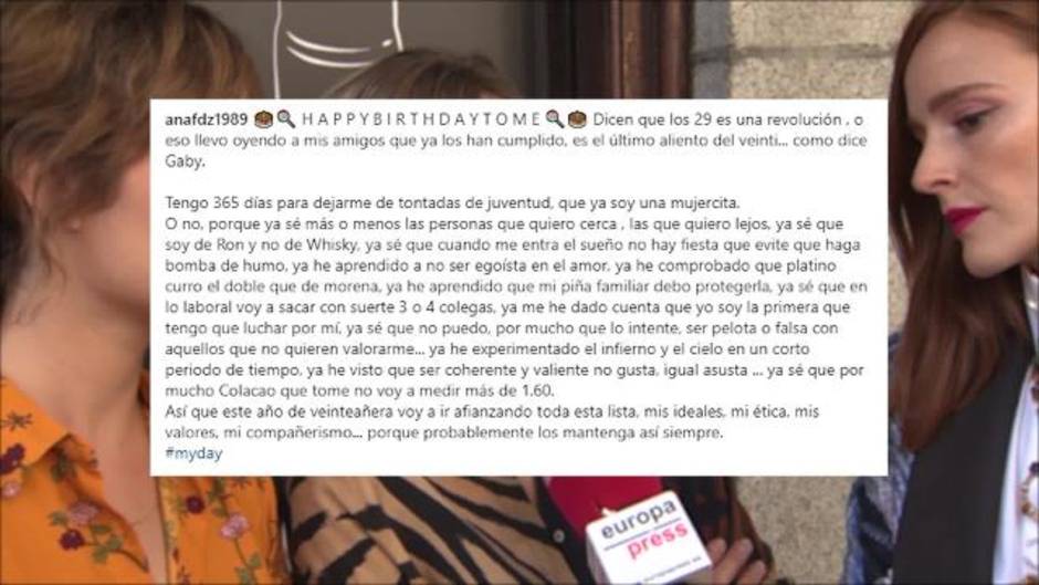 Ana Fernández cumple 29 años en su mejor momento personal