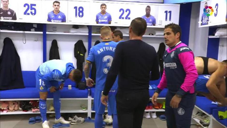 Vestuario del Getafe antes del encuentro ante el Valencia CF