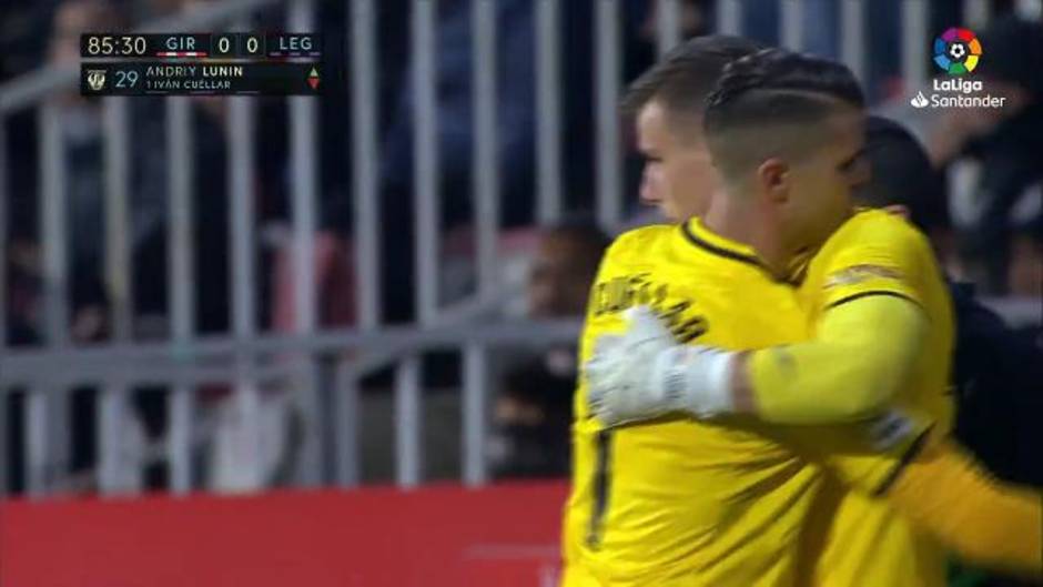 Cambio de Cuéllar por Lunin en el Girona 0-0 Leganés