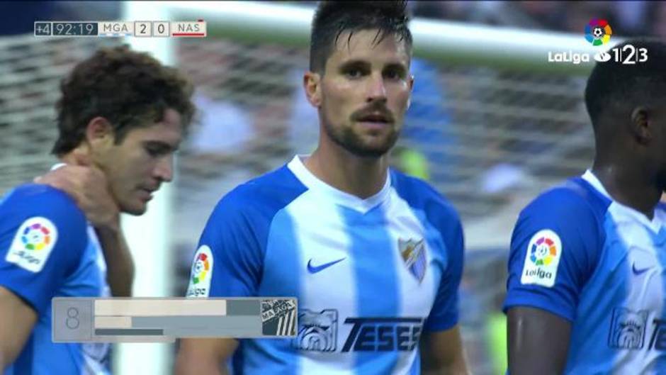 Gol de Adrián (2-0) en el Málaga-Nástic