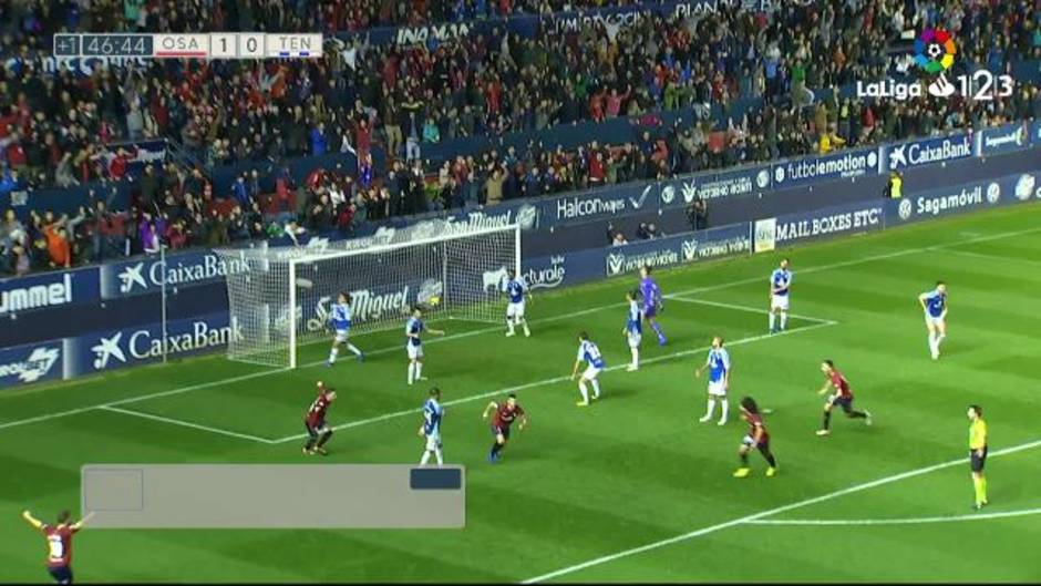 Gol de Oier Sanjurjo (2-0) en el Osasuna 2-0 Tenerife