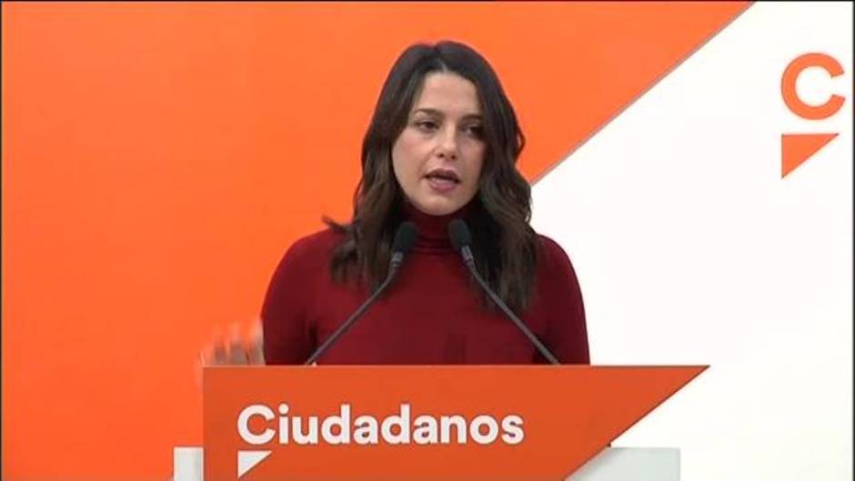 Arrimadas: "Pedimos a Sánchez que cumpla su palabra y convoque elecciones lo antes posible"