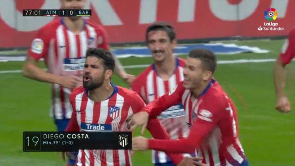 Gol de Diego Costa (1-0) en el Atlético de Madrid 1-1 Barcelona