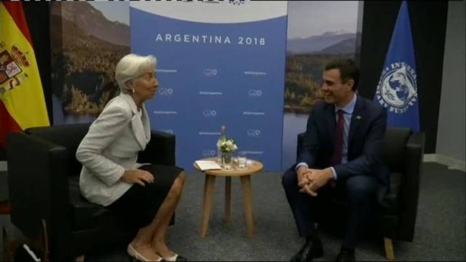 Pedro Sánchez se reúne con la directora del FMI, Christine Lagarde