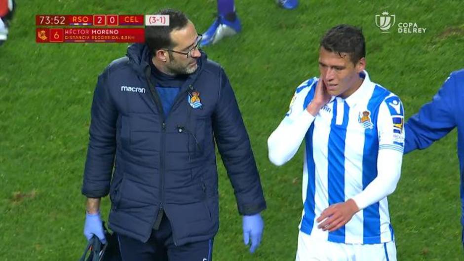 Lesión de Héctor Moreno en el Real Sociedad (2-0) Celta en la Copa del Rey