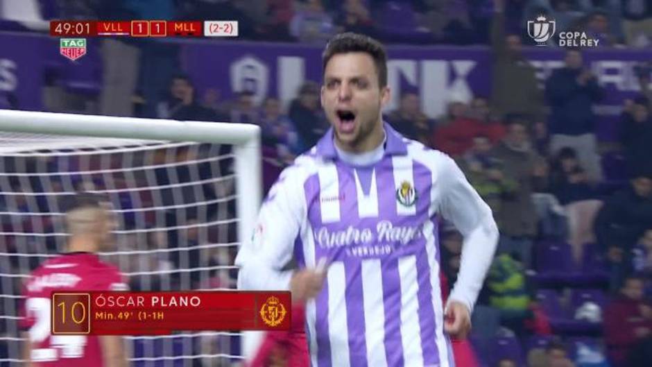 Copa del Rey: gol de Plano en el Real Valladolid 2 - 1 Mallorca