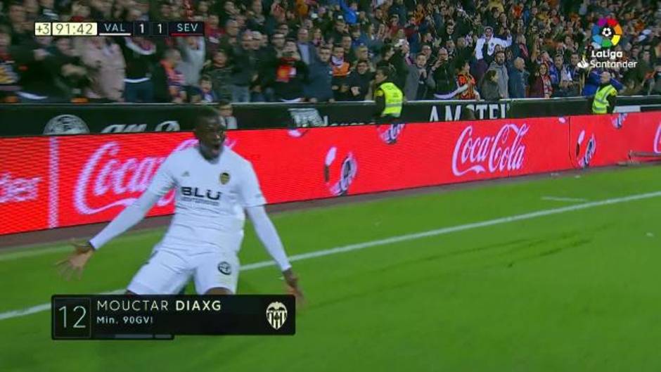 Gol de Diakhaby (1-1) en el Valencia 1-1 Sevilla