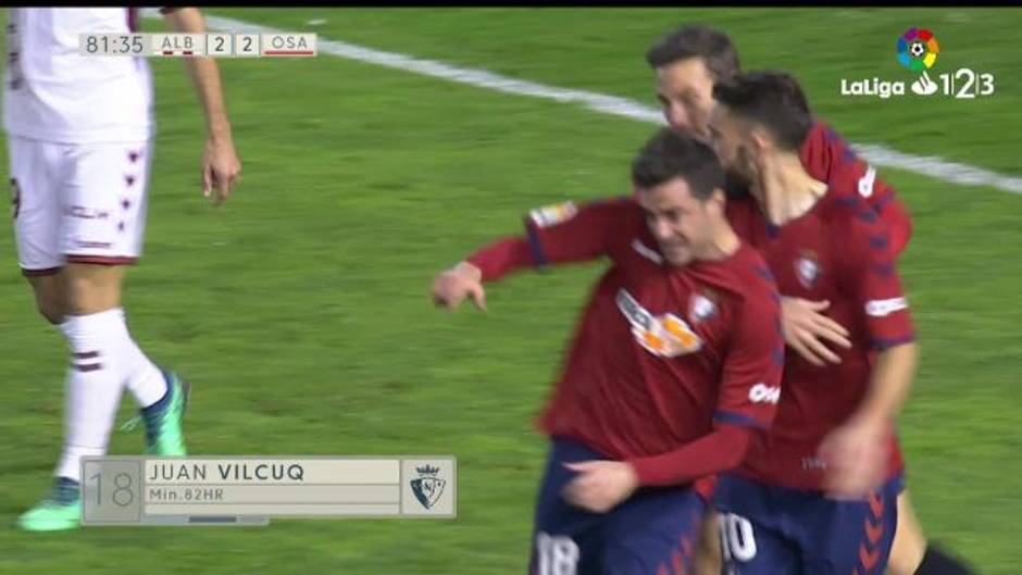 Gol de Juan Villar (2-2) en el Albacete 2-2 Osasuna